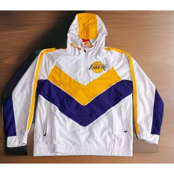 New Los Angeles Lakers KB Quarter Zip Jacket White Purple Men's Size MEDIUM - Picture 1 of 10